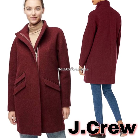 J. Crew Jackets & Blazers - 24 Hour Price drop J.Crew Wine Italian Stadium Wool Cocoon Coat Size8